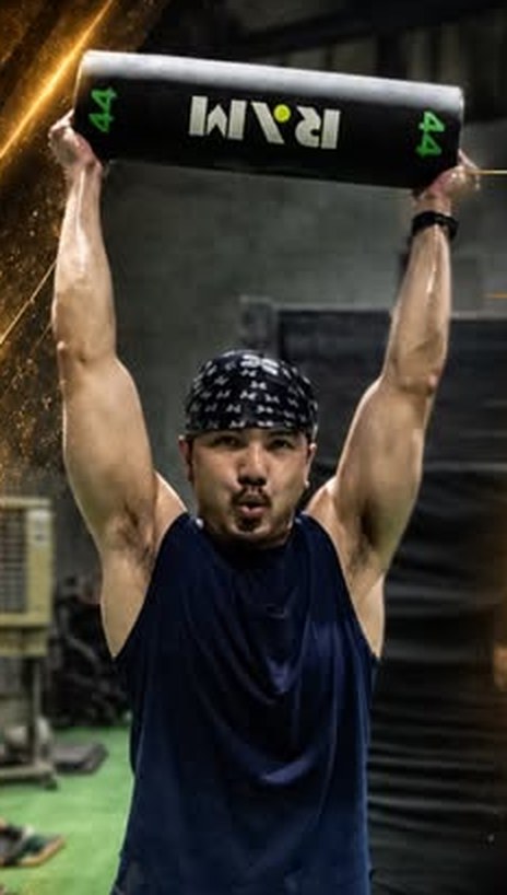 Athlete holding a weight overhead
